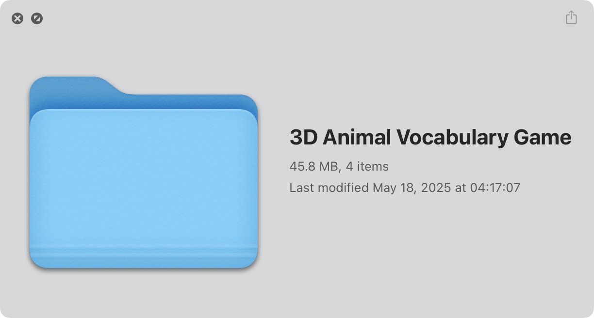 3D Vocabulary Game Technical Preview Build Size